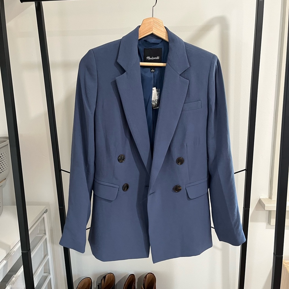 NWT Madewell Dusty Blue Double-Breasted Blazer